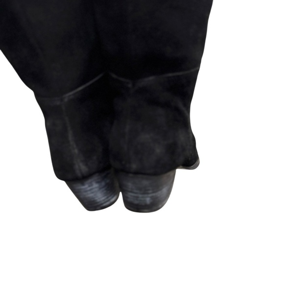 Vintage Y2K 90’s Slouchy Black Western Boho Slouchy Suede Silver Toe Tap Boots - Picture 10 of 16